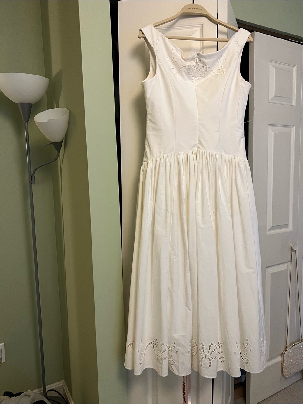 House of CB Lauren White Cotton Broderie Anglaise Boat Neck Maxi Dress - Picture 10 of 10